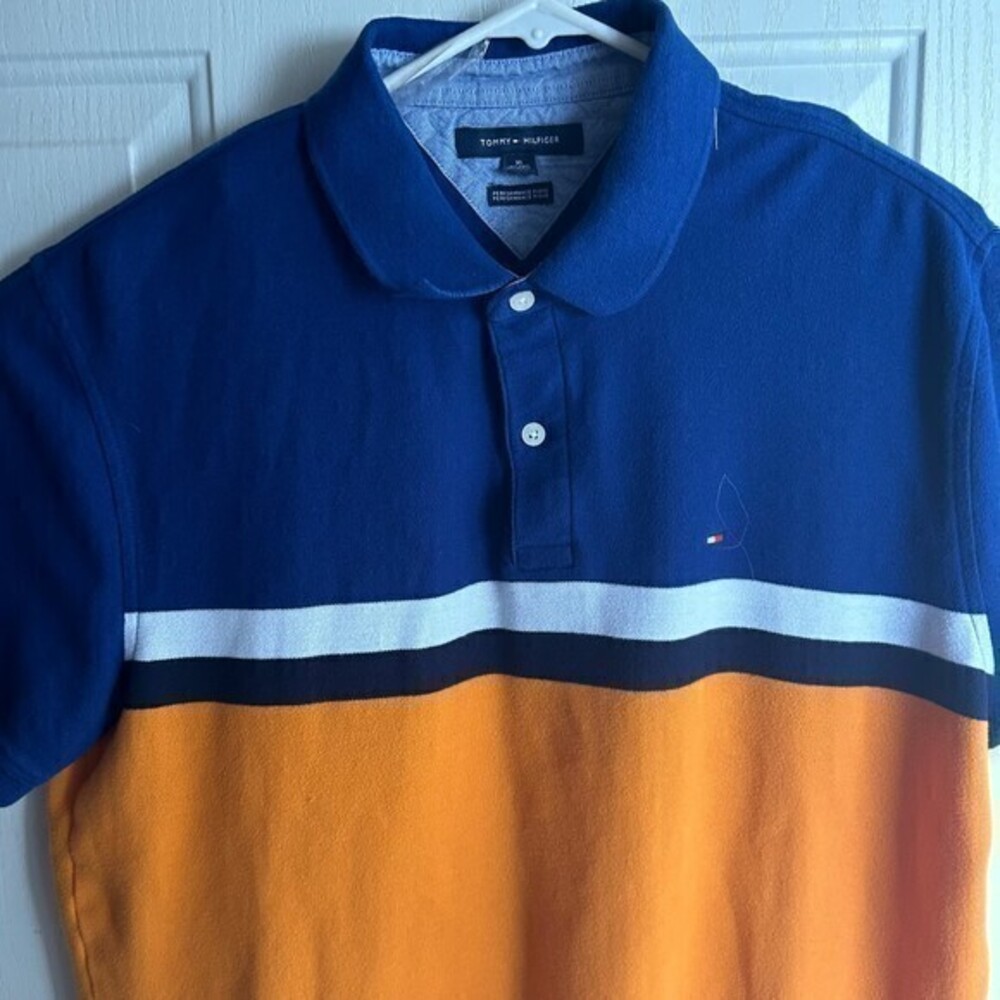 Authentic Tommy‎ Hilfiger Mens Polo T shirt Blue'yellow'red' white